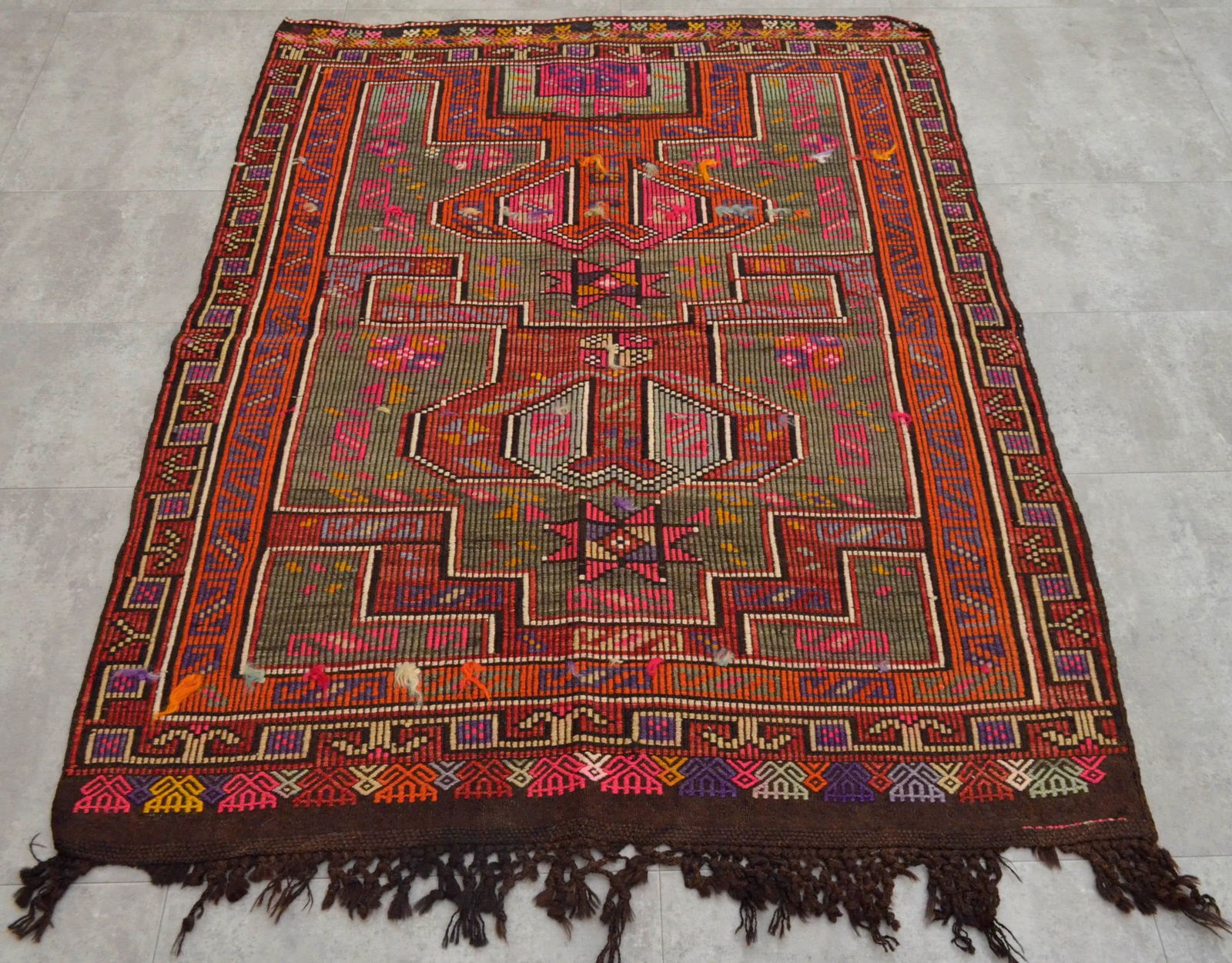 Turkish Rug Hand Woven Tribal Kilim Rug - 3'10" X 4'11" - 2