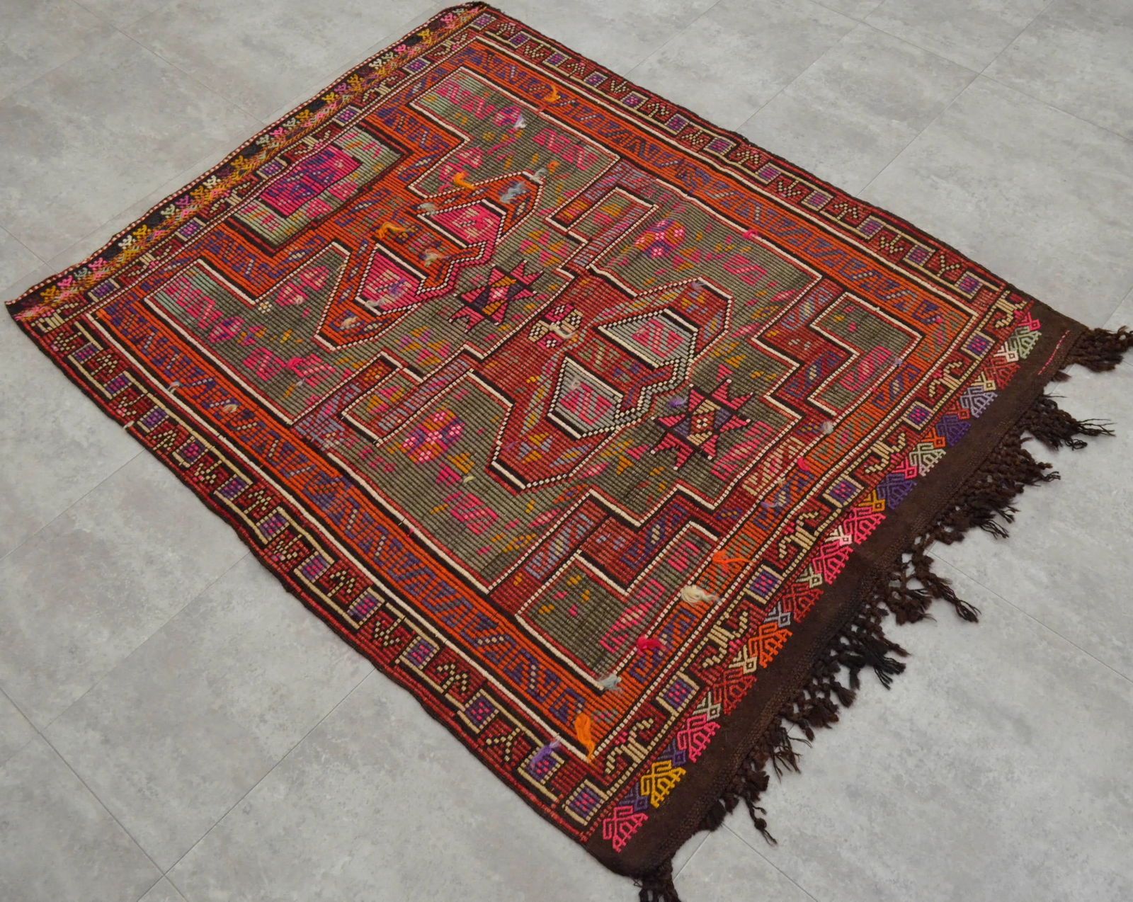 Turkish Rug Hand Woven Tribal Kilim Rug - 3'10" X 4'11" - 3