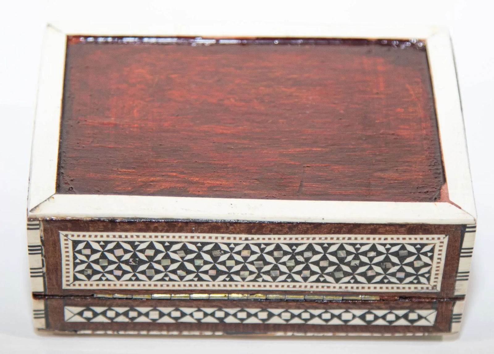 Middle Eastern Mosaic Wood Box With Inlays Shell, C. 1950s - 5