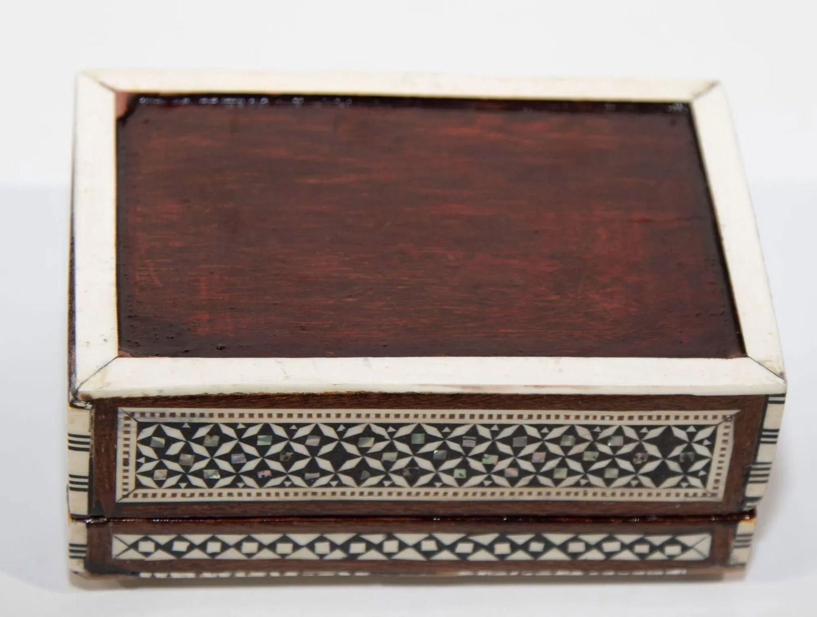 Middle Eastern Mosaic Wood Box With Inlays Shell, C. 1950s - 8