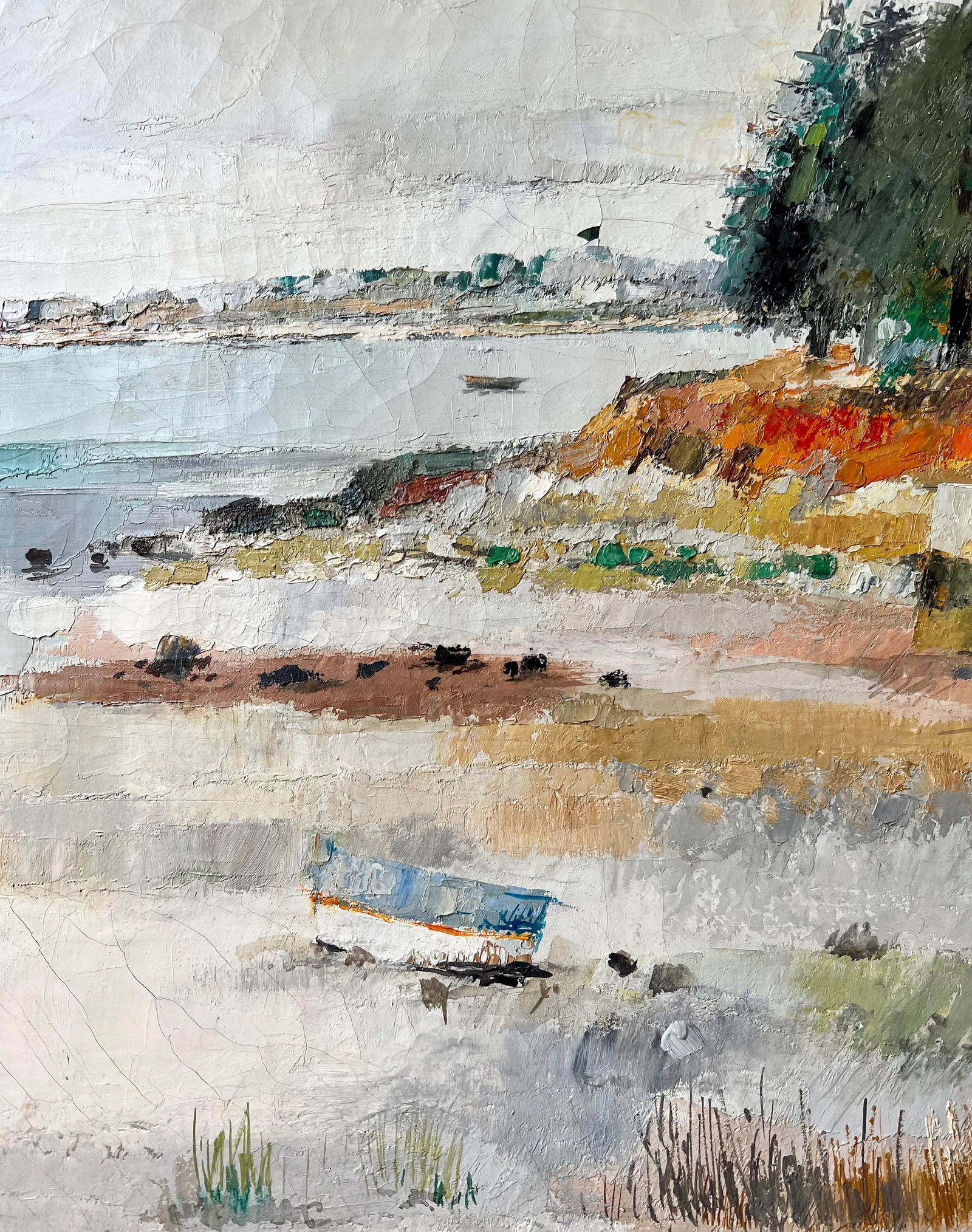 Original Impressionist Oil Boats on a Beach Painting Signed by Louis Rosan - 3