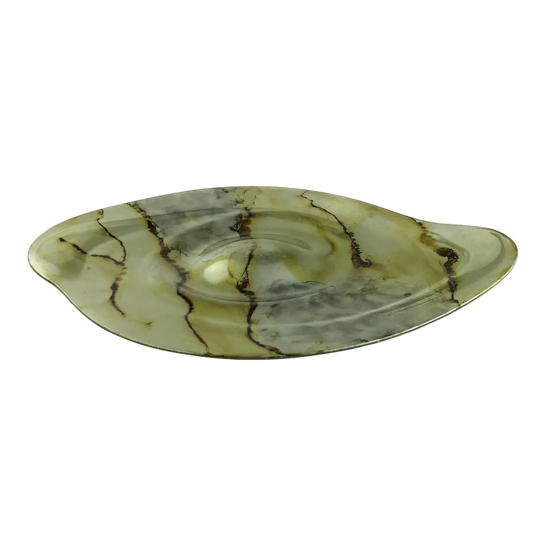Artisan Abstract Glass Fruit Platter Plate Mexico: Shades of Yellow, gold, and platinum opaque hand formed glass makes this dish a very unique piece indeed. In perfect gift giving condition, this work of art will add style and a splash of color to you