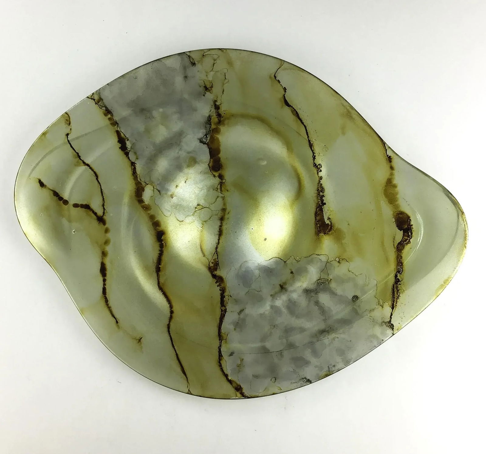 Artisan Abstract Glass Fruit Platter Plate Mexico - 2