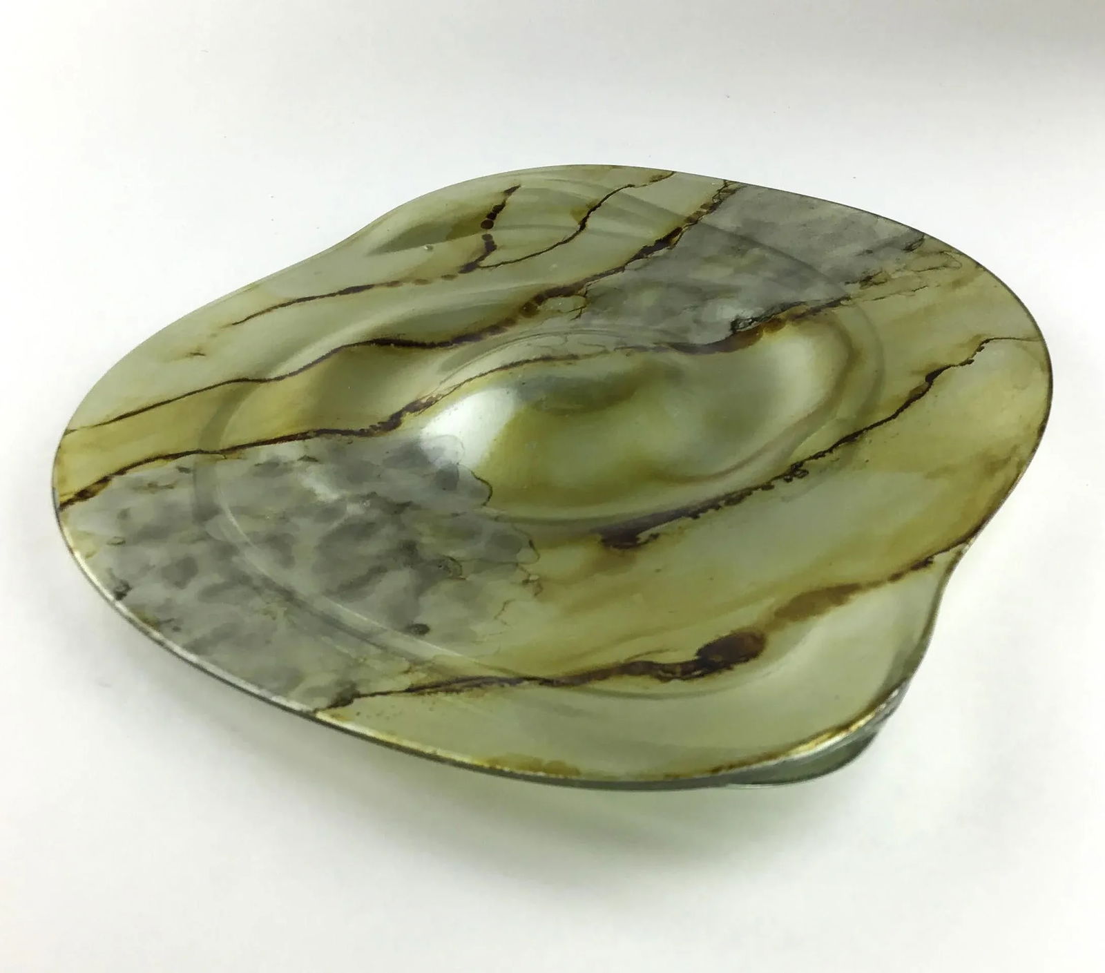 Artisan Abstract Glass Fruit Platter Plate Mexico - 3