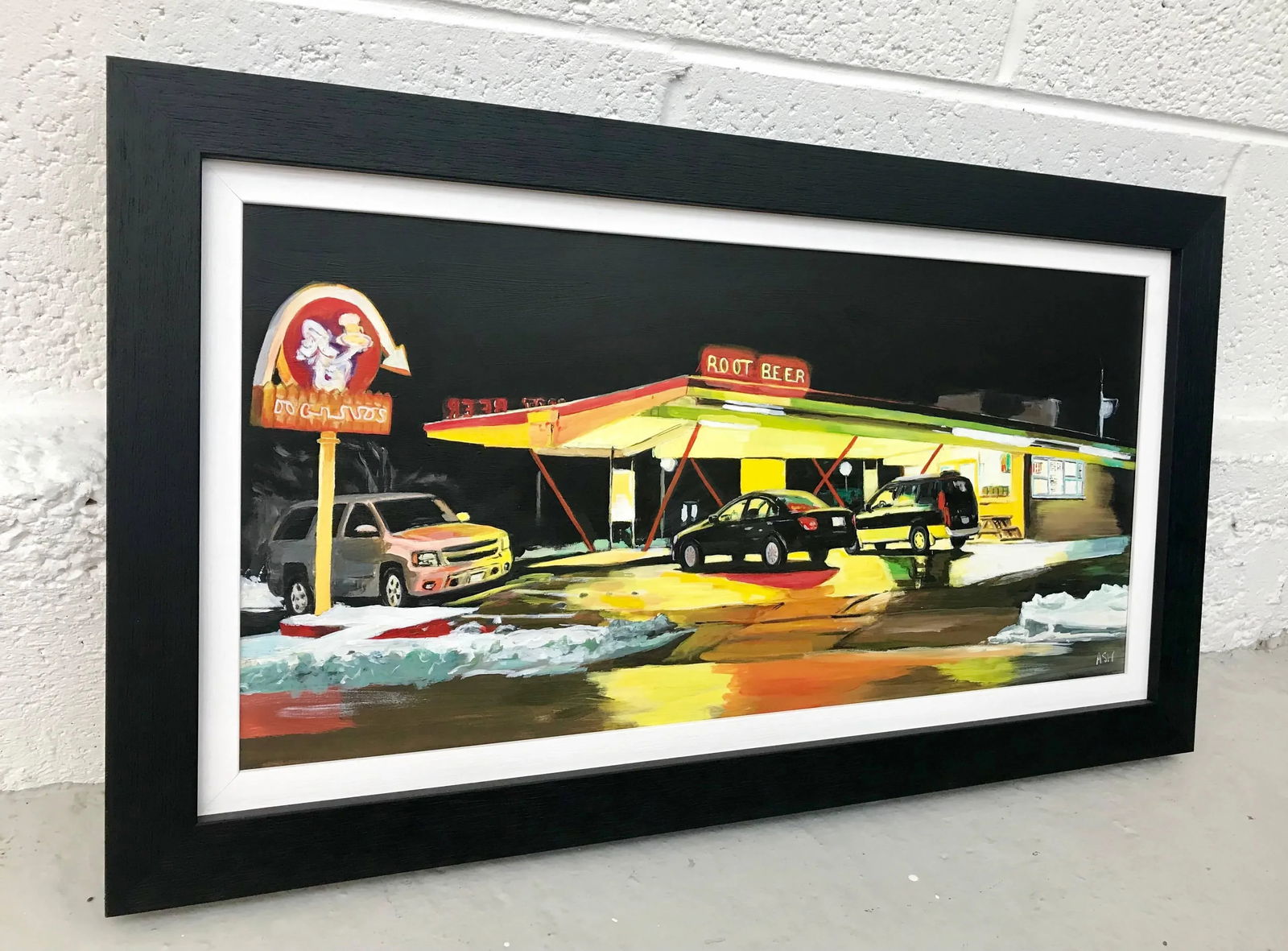 Route 66 Root Beer American Gas Station Painting - Unique Original Art by British Contemporary Artis - 3