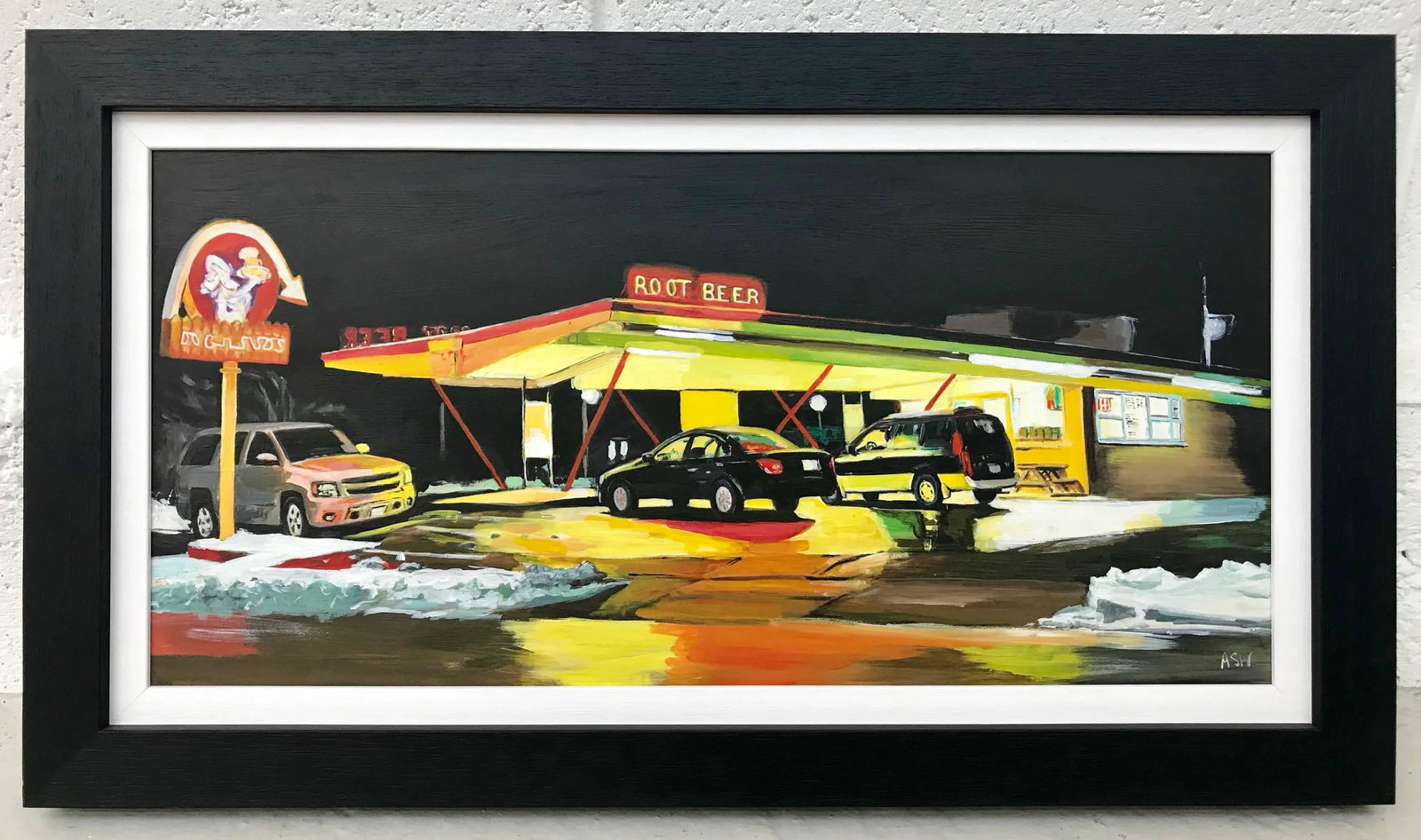 Route 66 Root Beer American Gas Station Painting - Unique Original Art by British Contemporary Artis - 4
