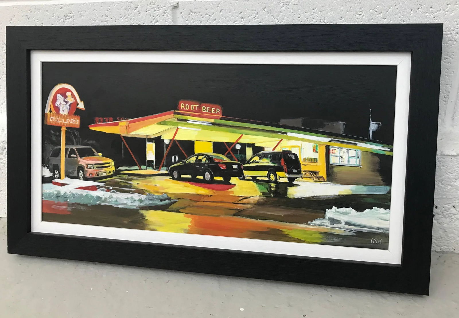 Route 66 Root Beer American Gas Station Painting - Unique Original Art by British Contemporary Artis - 5