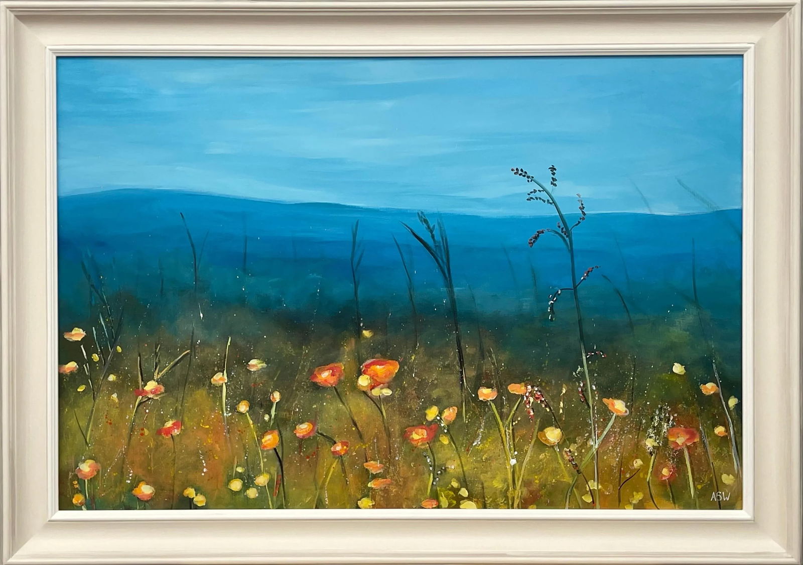 Wild Yellow Flowers in Meadow Moorland Landscape by Contemporary British Artist - 13