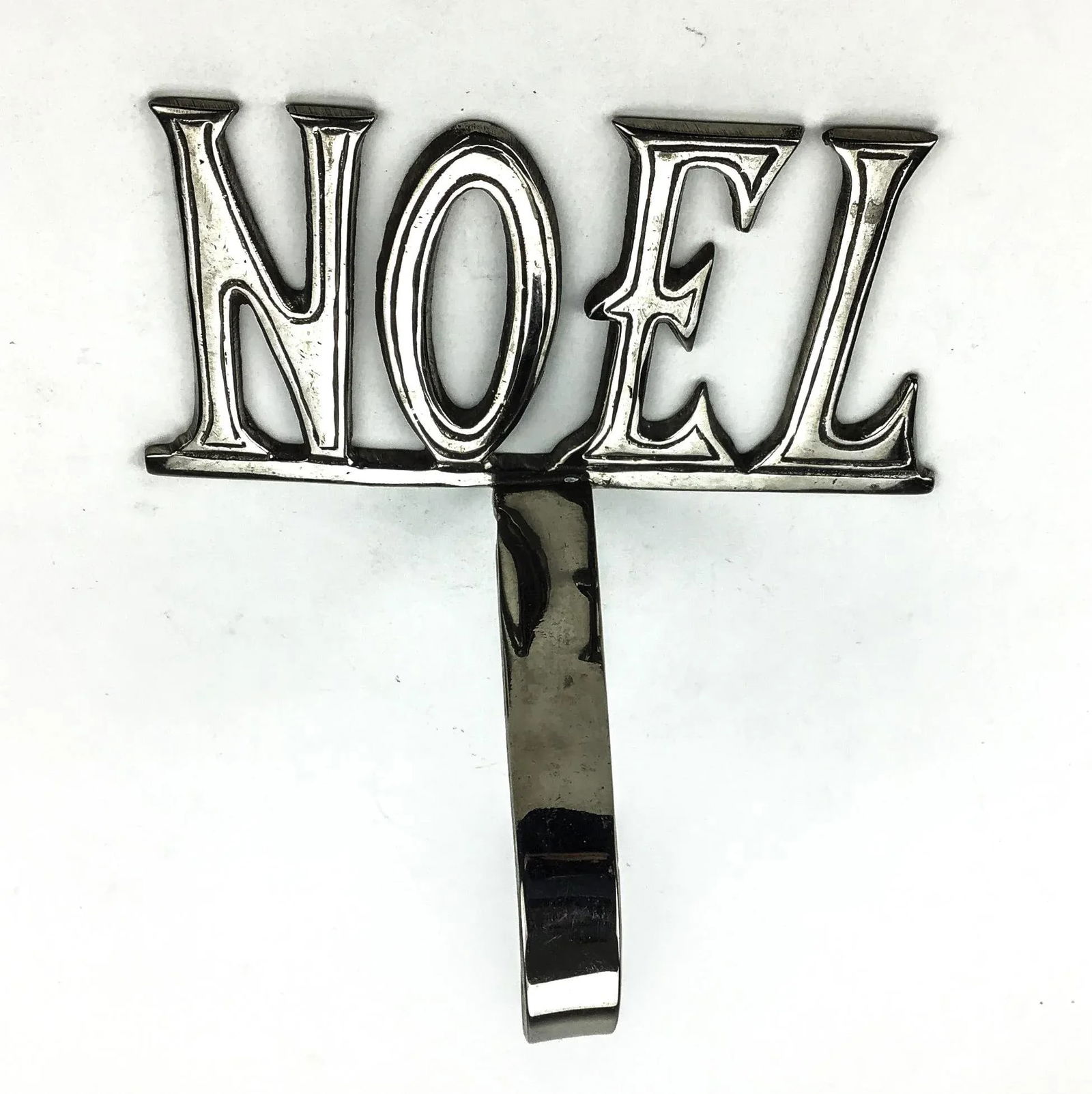 Vintage Pewter Single Stocking Holder Noel - 3