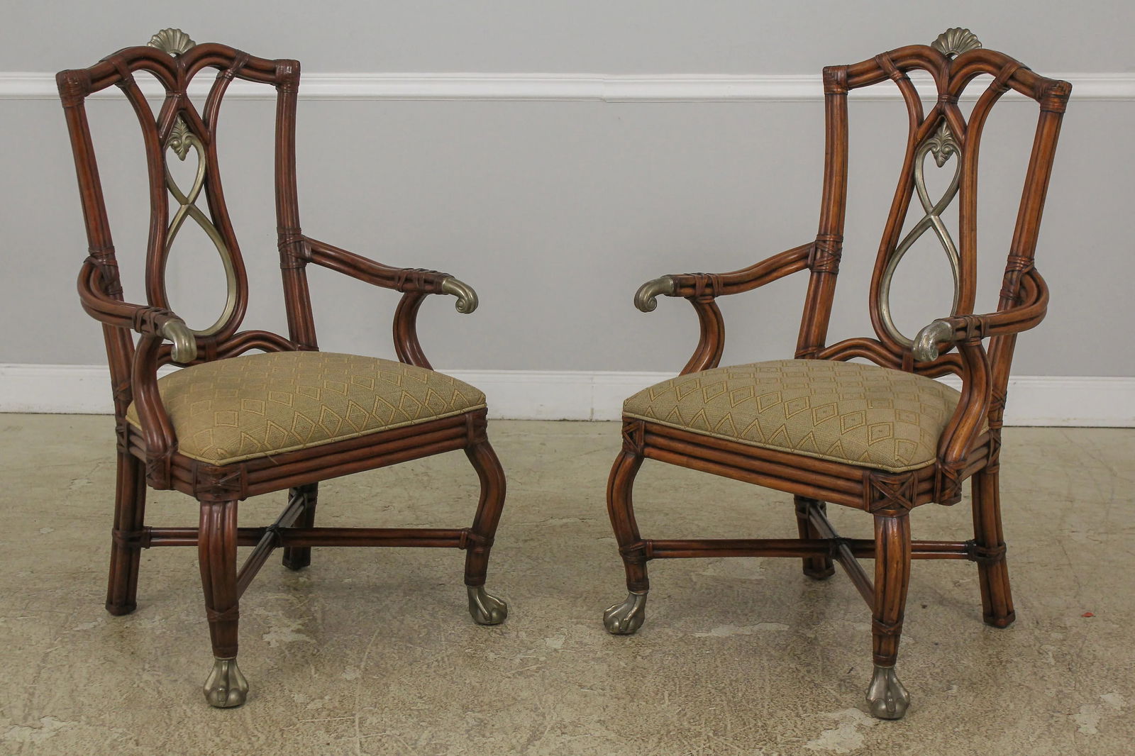 Century Pair Bamboo Island Design High Back Armchairs - 13