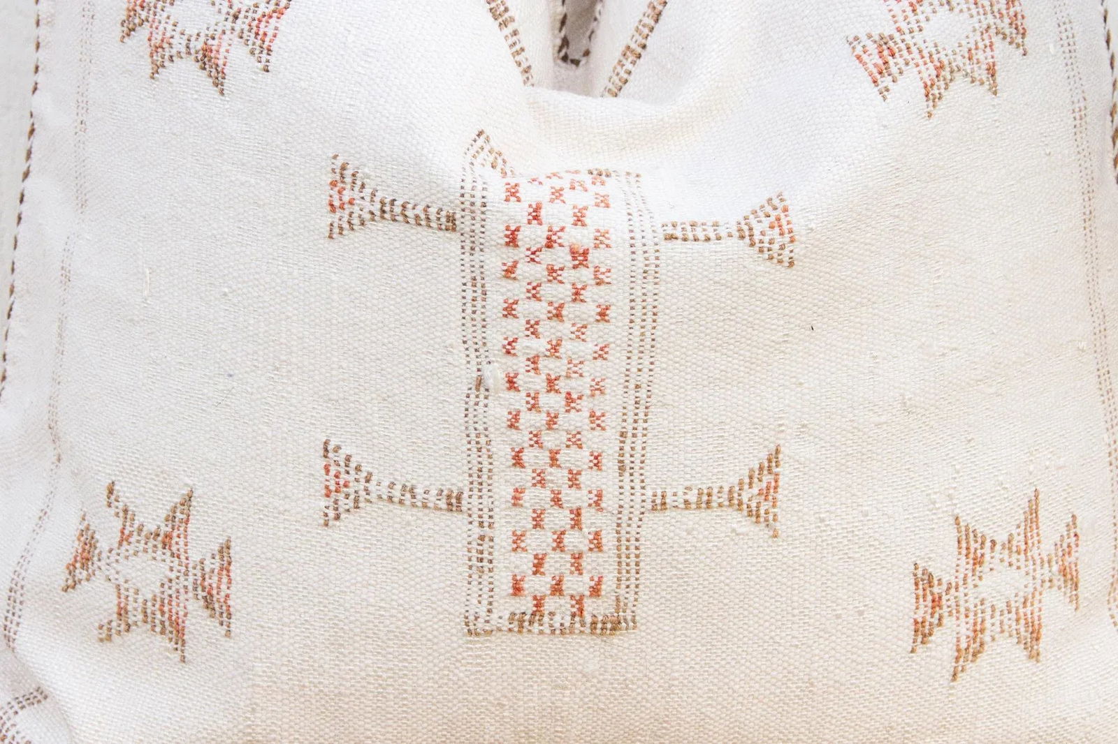 Eggshell White Moroccan Silk Rug Pillow - 5