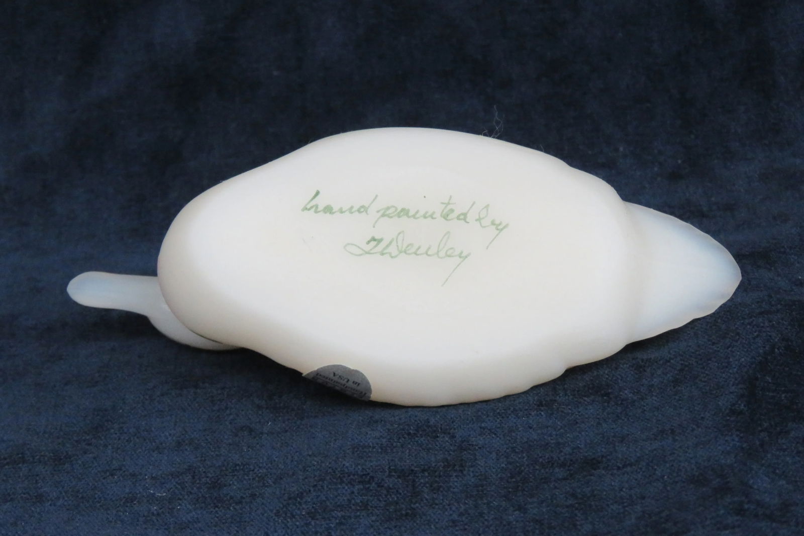 Fenton Satin Glass Hand Painted Poinsettia Duck Christmas - 12