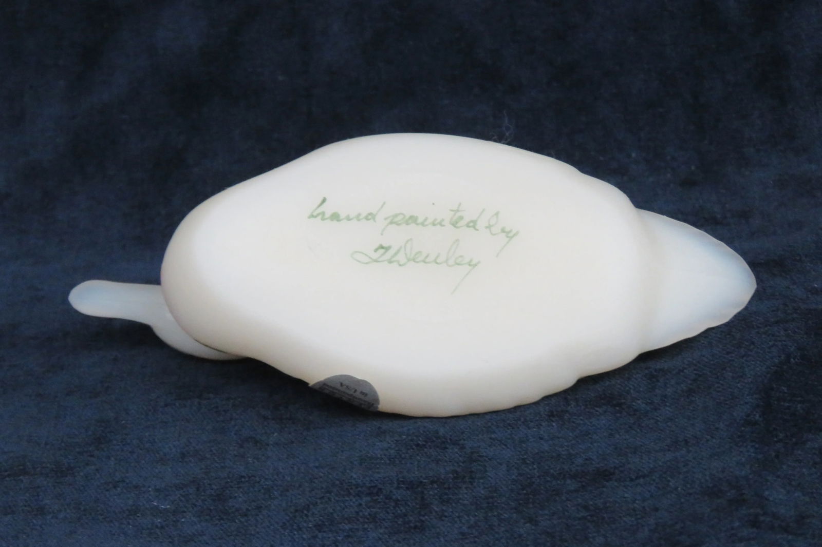 Fenton Satin Glass Hand Painted Poinsettia Duck Christmas - 6