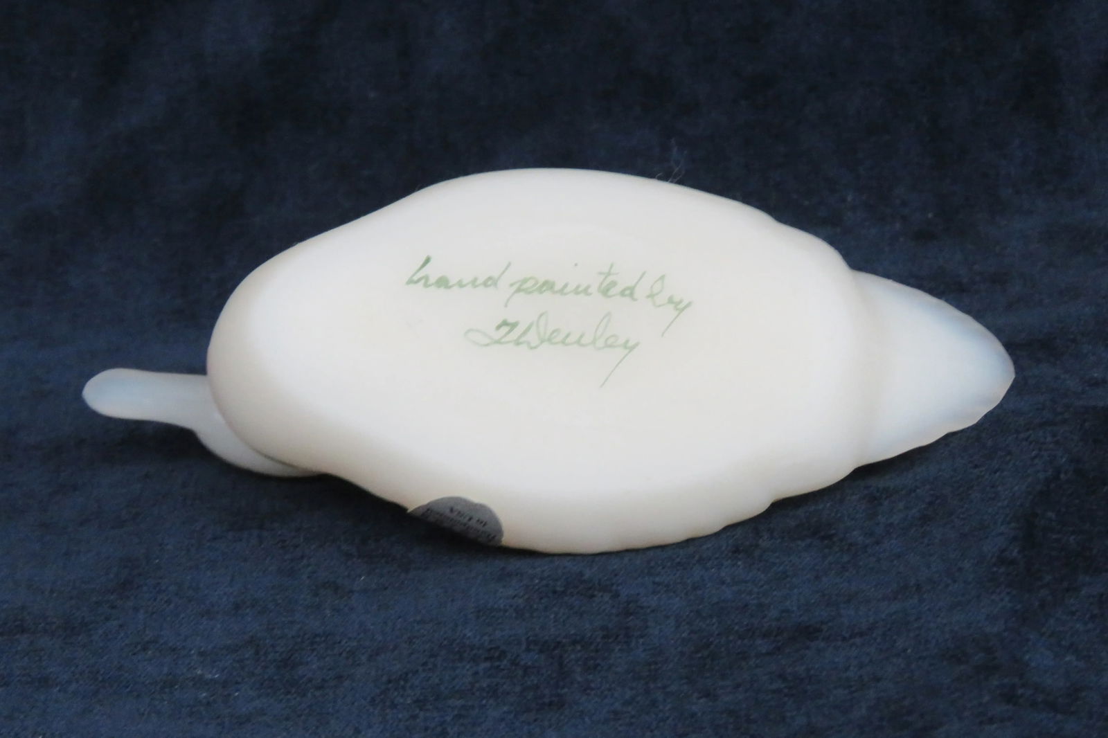 Fenton Satin Glass Hand Painted Poinsettia Duck Christmas - 9