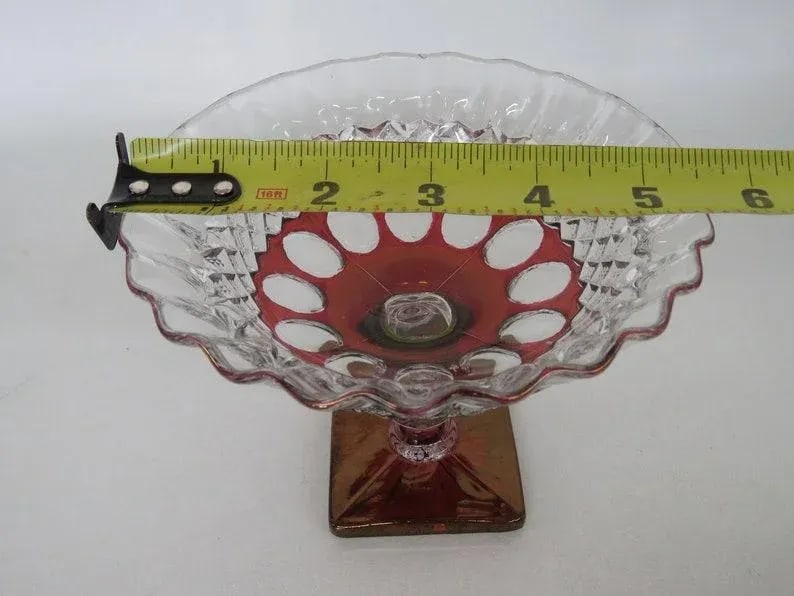 Westmoreland Glass Waterford Wakefield Ruby Cut to Clear Compote Candy Dish - 3