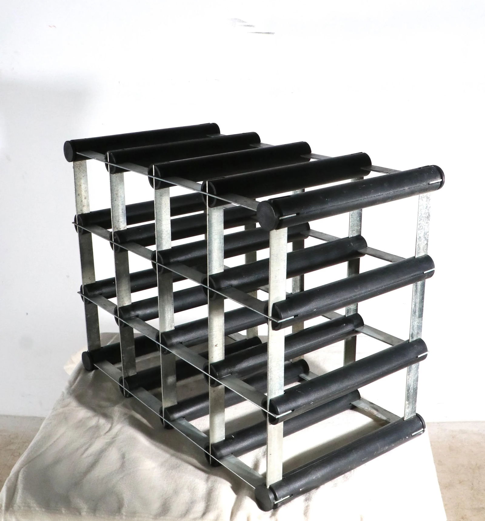 Mid Century Architectural Aluminum and Plastic Wine Rack - 3