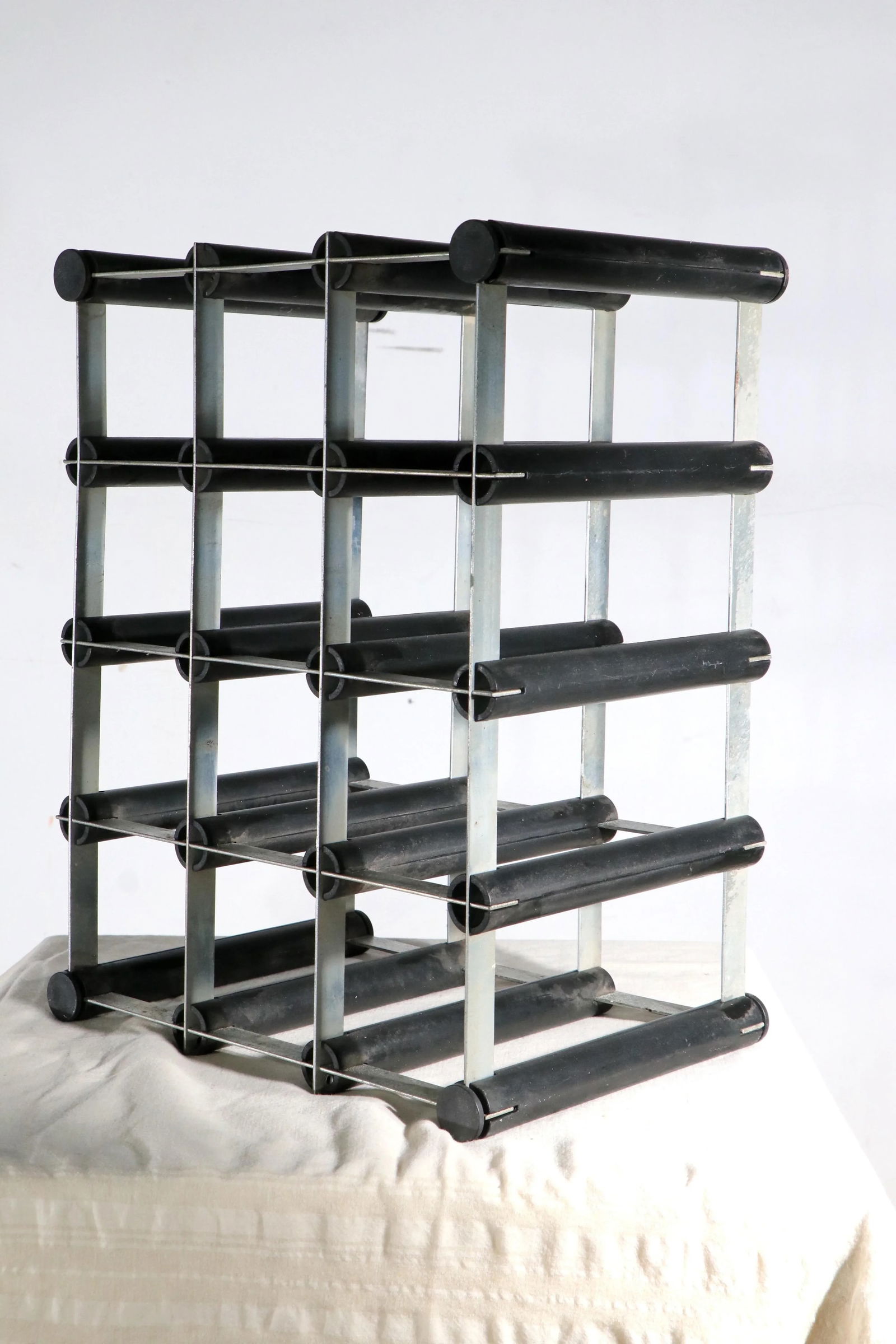 Mid Century Architectural Aluminum and Plastic Wine Rack - 6