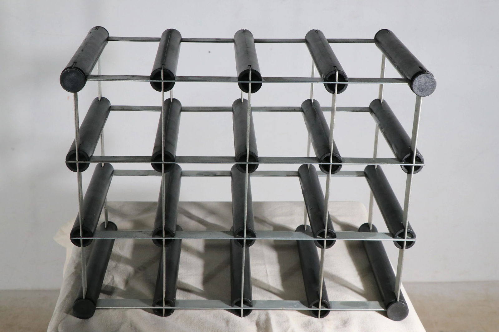 Mid Century Architectural Aluminum and Plastic Wine Rack - 7