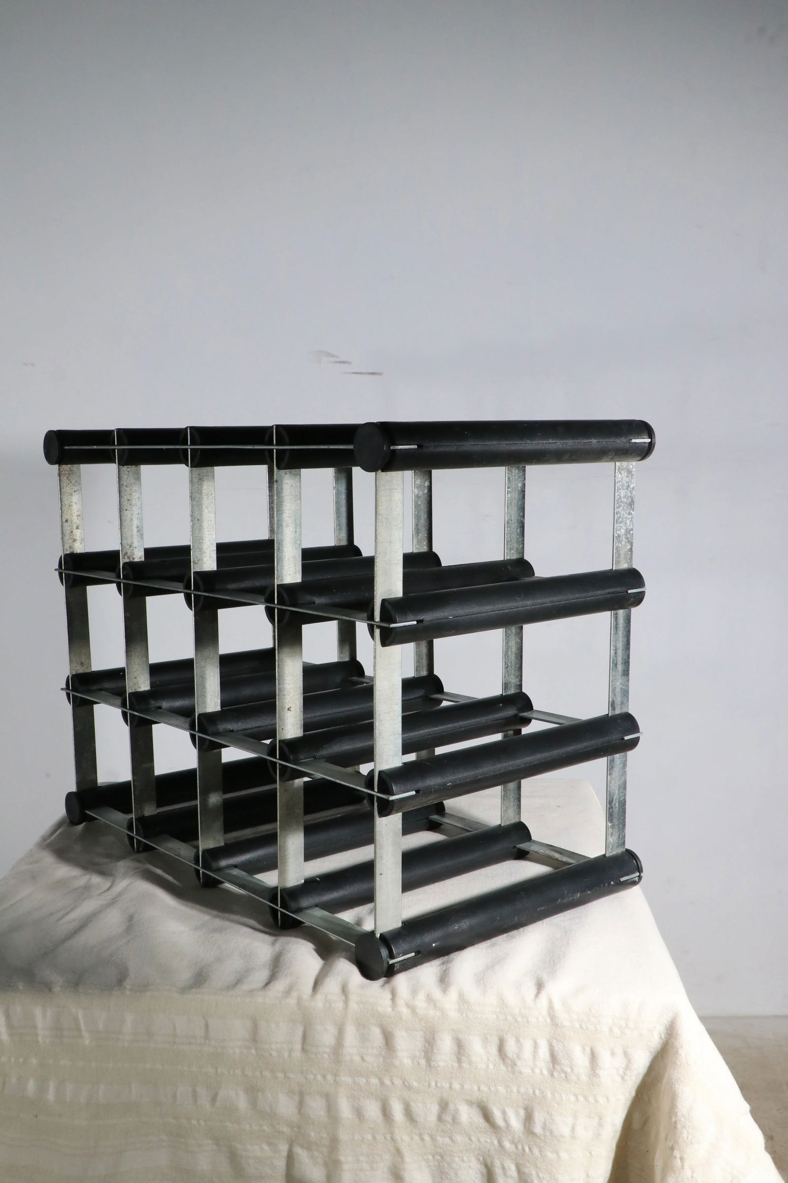 Mid Century Architectural Aluminum and Plastic Wine Rack - 9