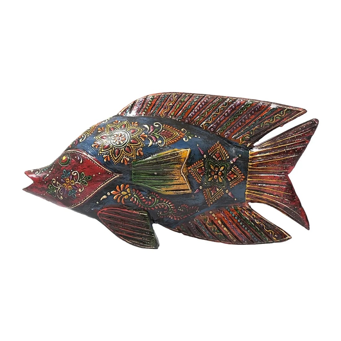 21st Century Hand Painted Wooden Long Eclectic Fish Figurine - 6