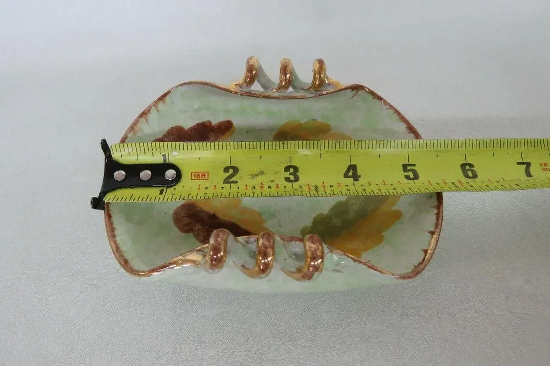 Hand Painted Italy Folded Rim Corkscrew Handle Ceramic Candy Nut Dish - 10
