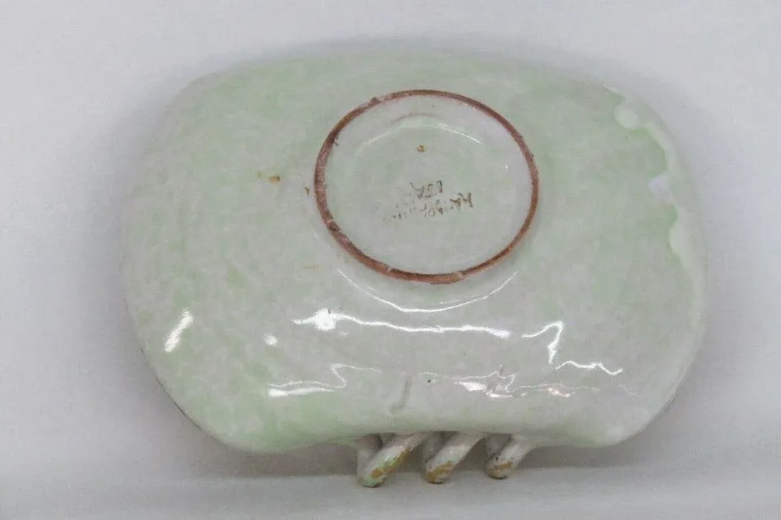 Hand Painted Italy Folded Rim Corkscrew Handle Ceramic Candy Nut Dish - 5