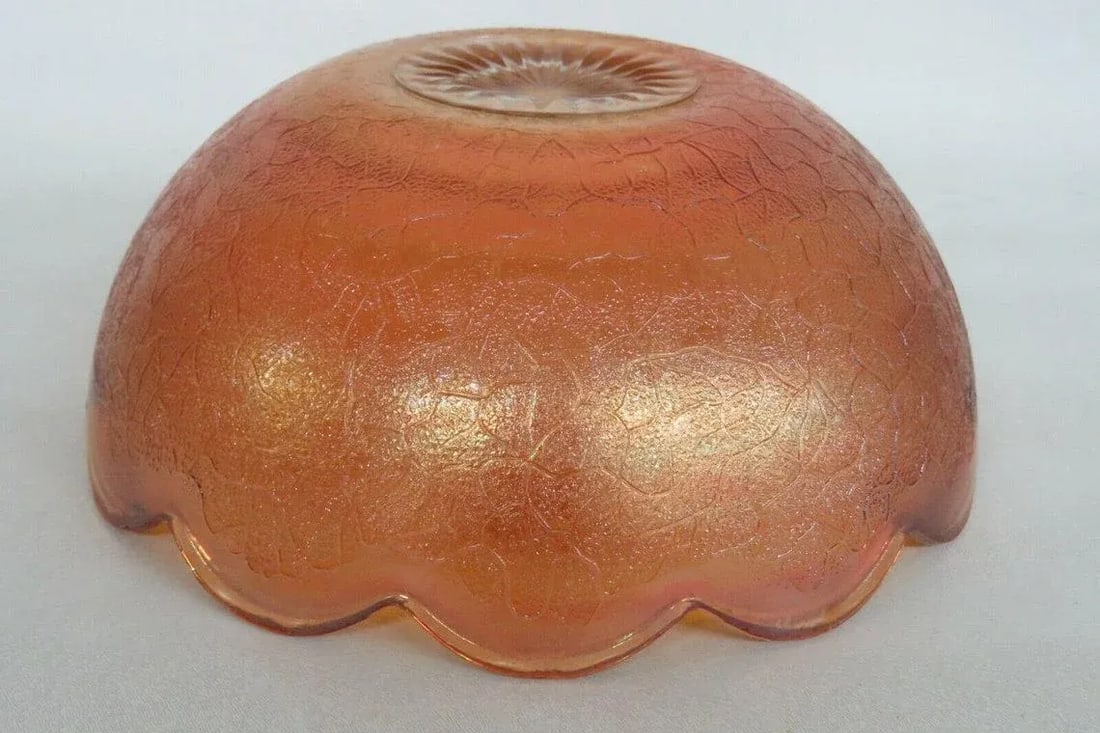 Jeannette Crackle Style Marigold Carnival Glass Iridescent Bowl - 3