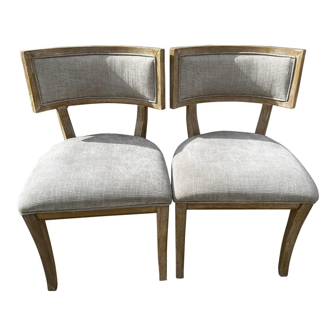 Pair of Grey Upholstered Driftwood Dining Chairs (1 of 9)