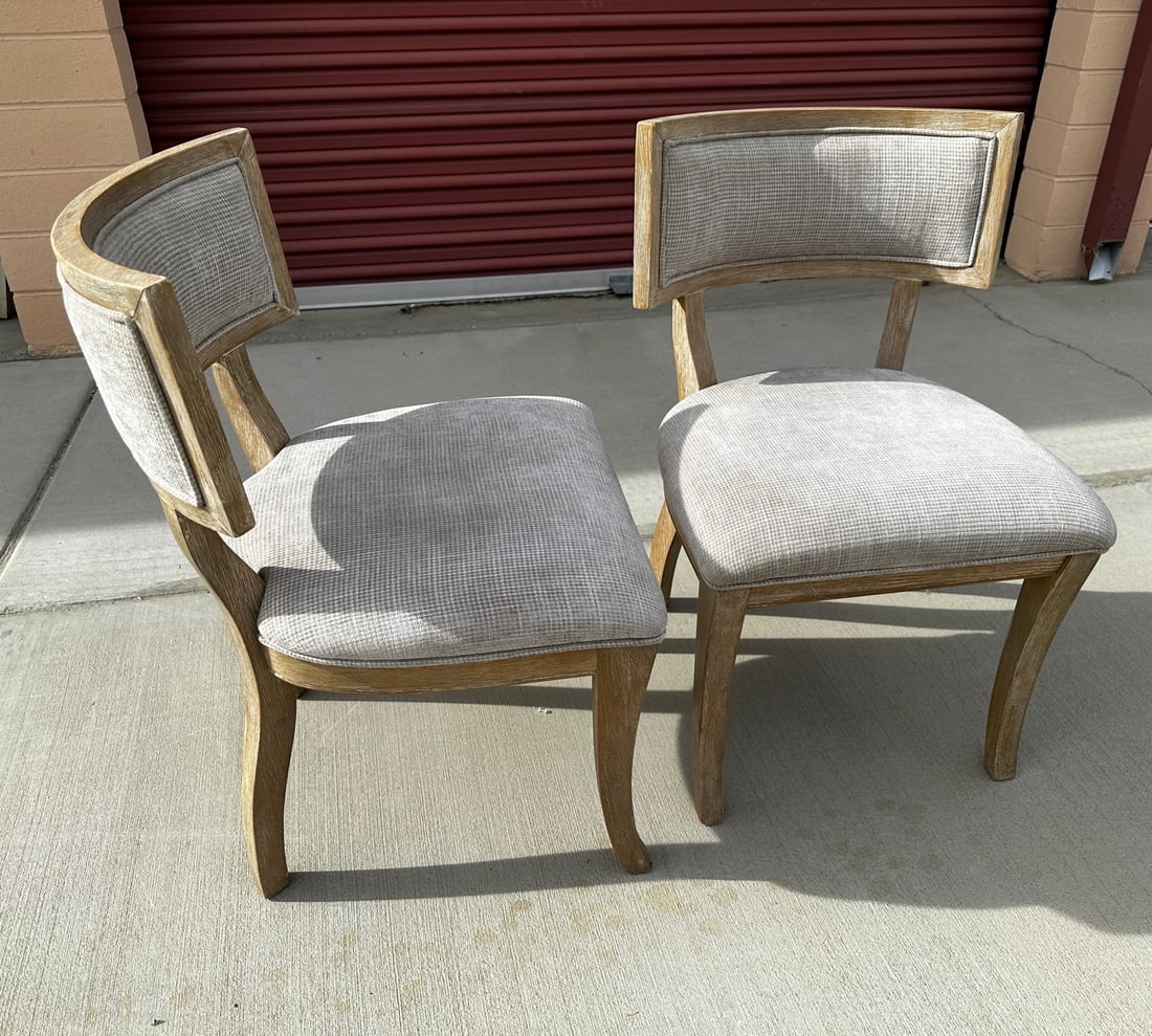 Pair of Grey Upholstered Driftwood Dining Chairs - 3