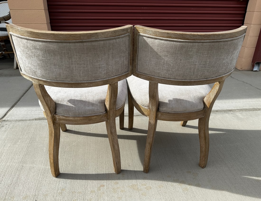 Pair of Grey Upholstered Driftwood Dining Chairs - 4
