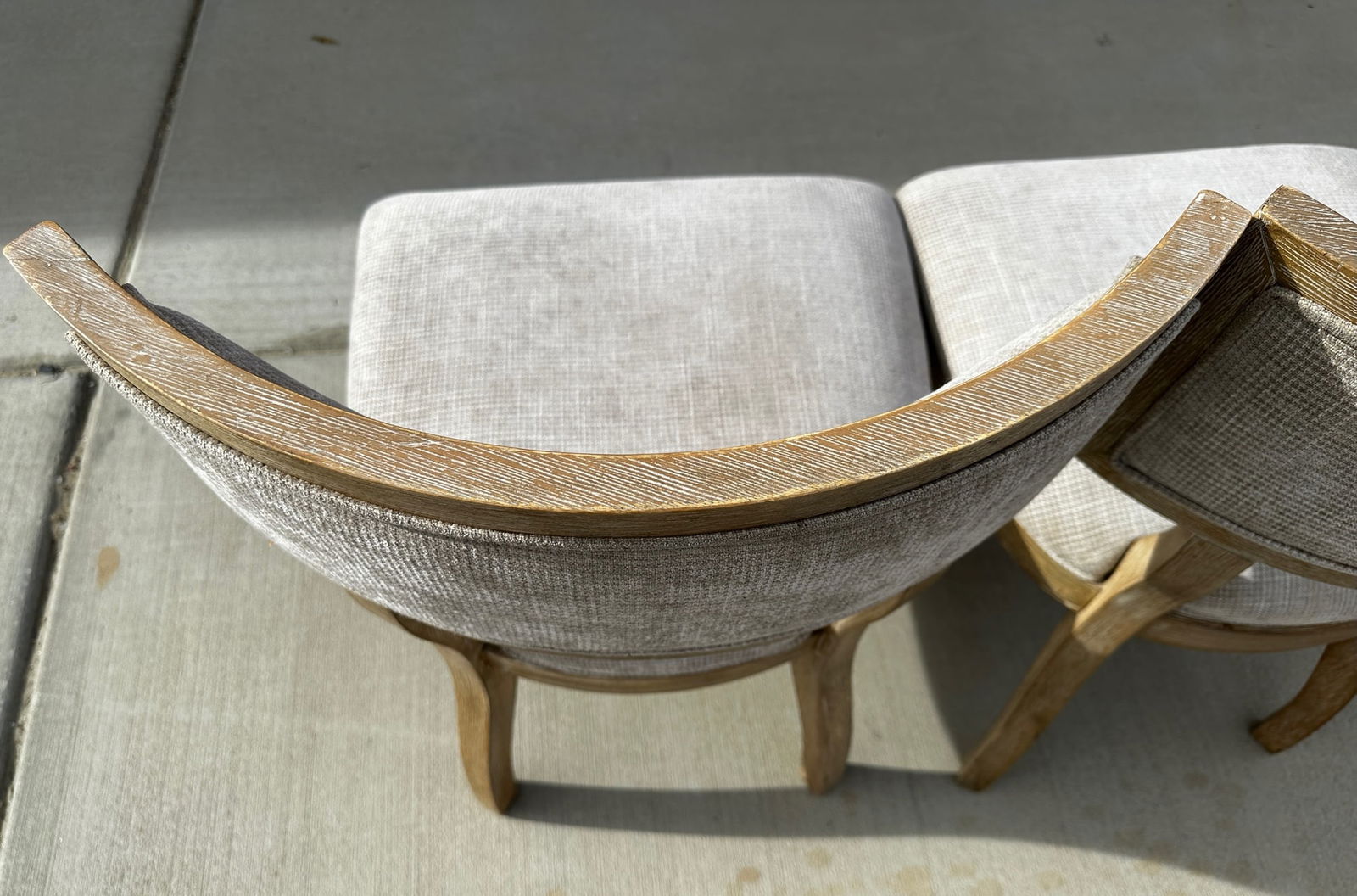 Pair of Grey Upholstered Driftwood Dining Chairs - 8