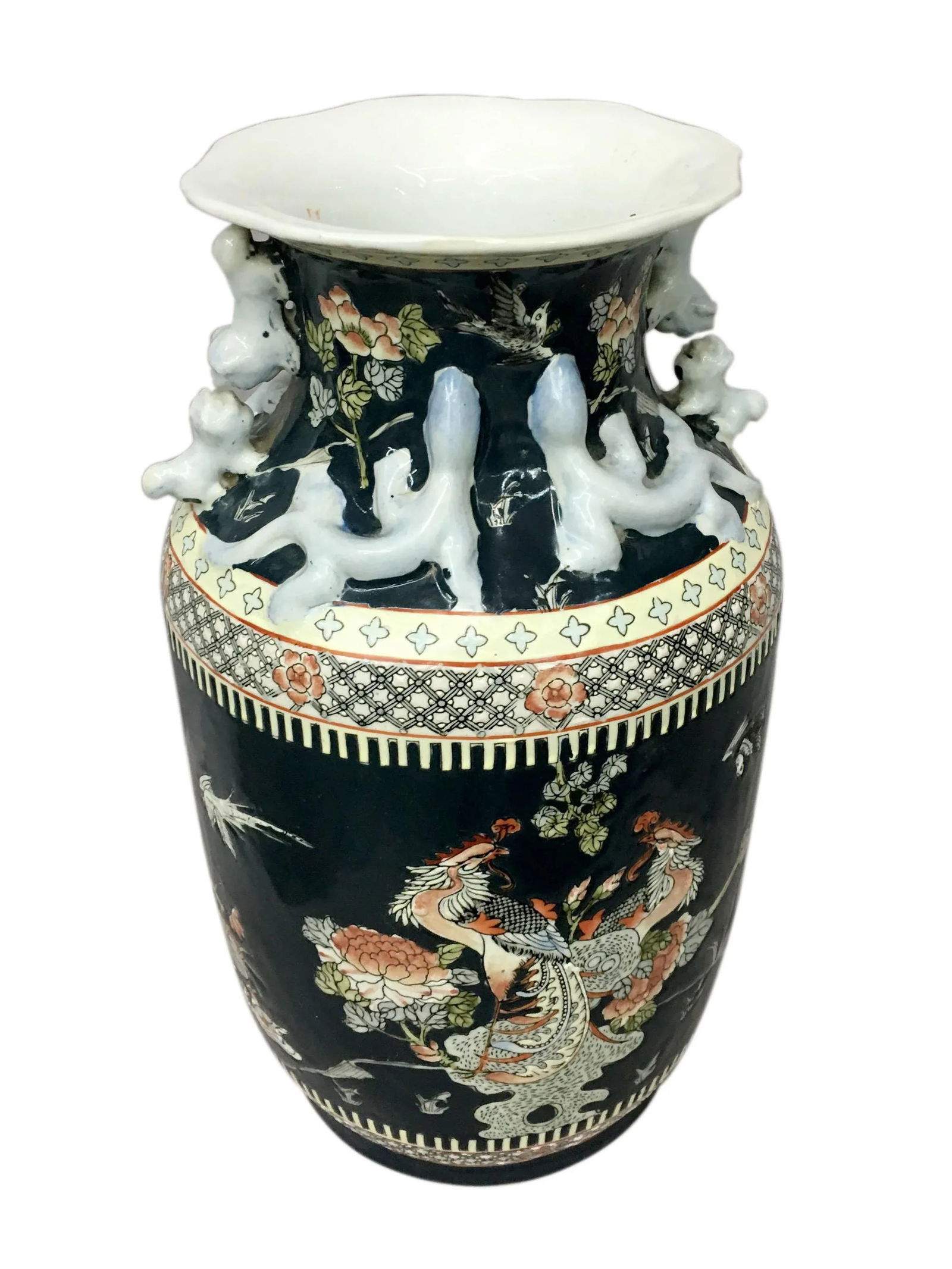 Pair of Chinese Vintage Peacock Black Porcelain Vases - 3