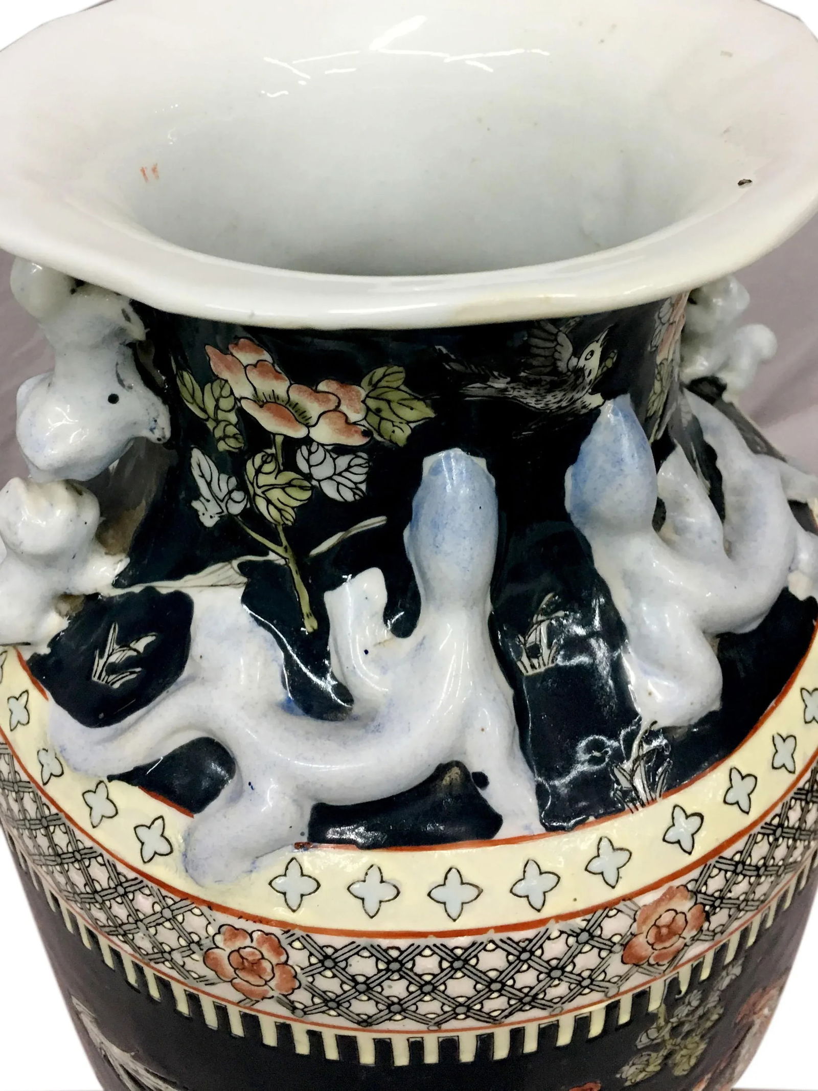 Pair of Chinese Vintage Peacock Black Porcelain Vases - 6