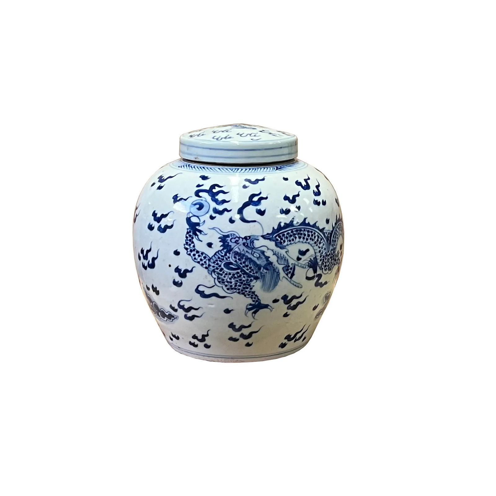 Chinese Hand-Paint Dragon Blue White Porcelain Ginger Jar - 5