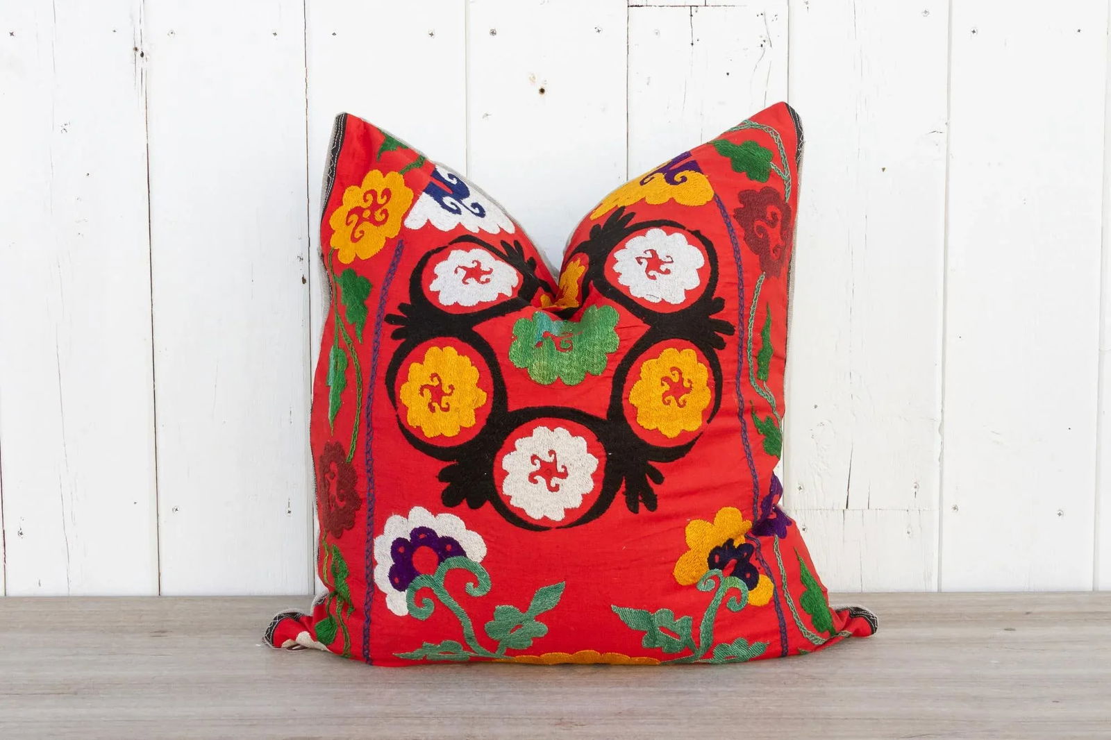 Amira Large Vintage Suzani Pillow - 9