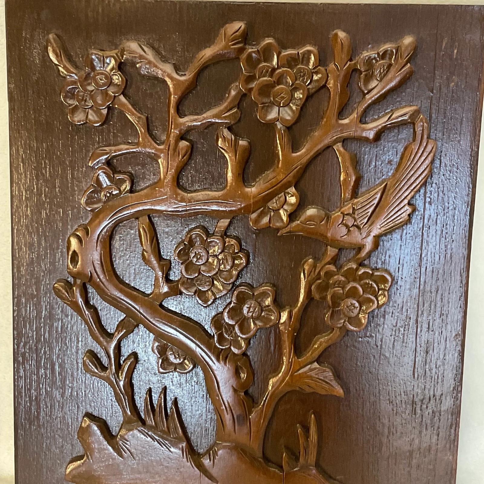 Pair of Vintage 60s Decorative Wood 3-D Wall Art Plaques 13 1/2" X 16" - 8