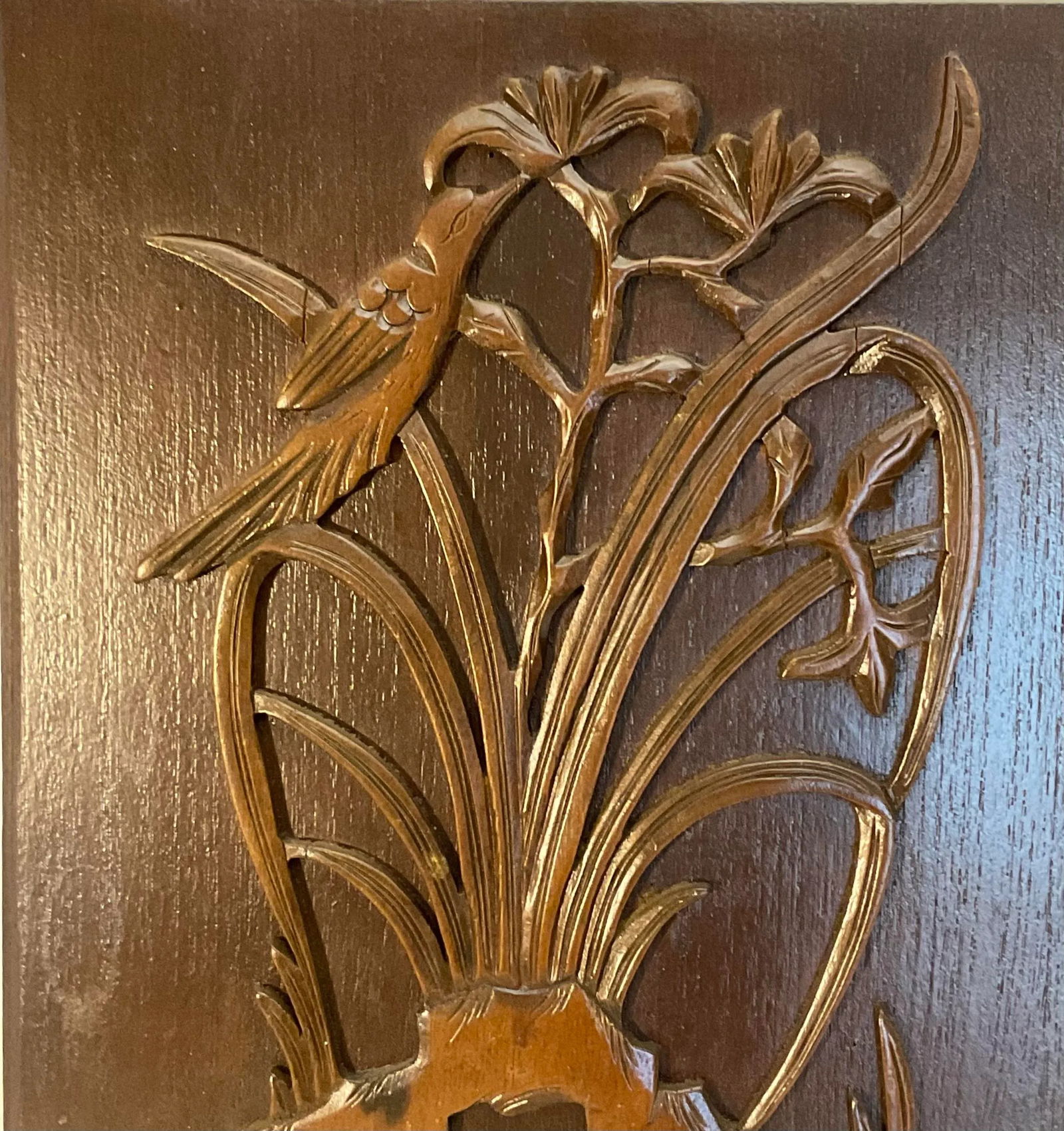 Pair of Vintage 60s Decorative Wood 3-D Wall Art Plaques 13 1/2" X 16" - 9