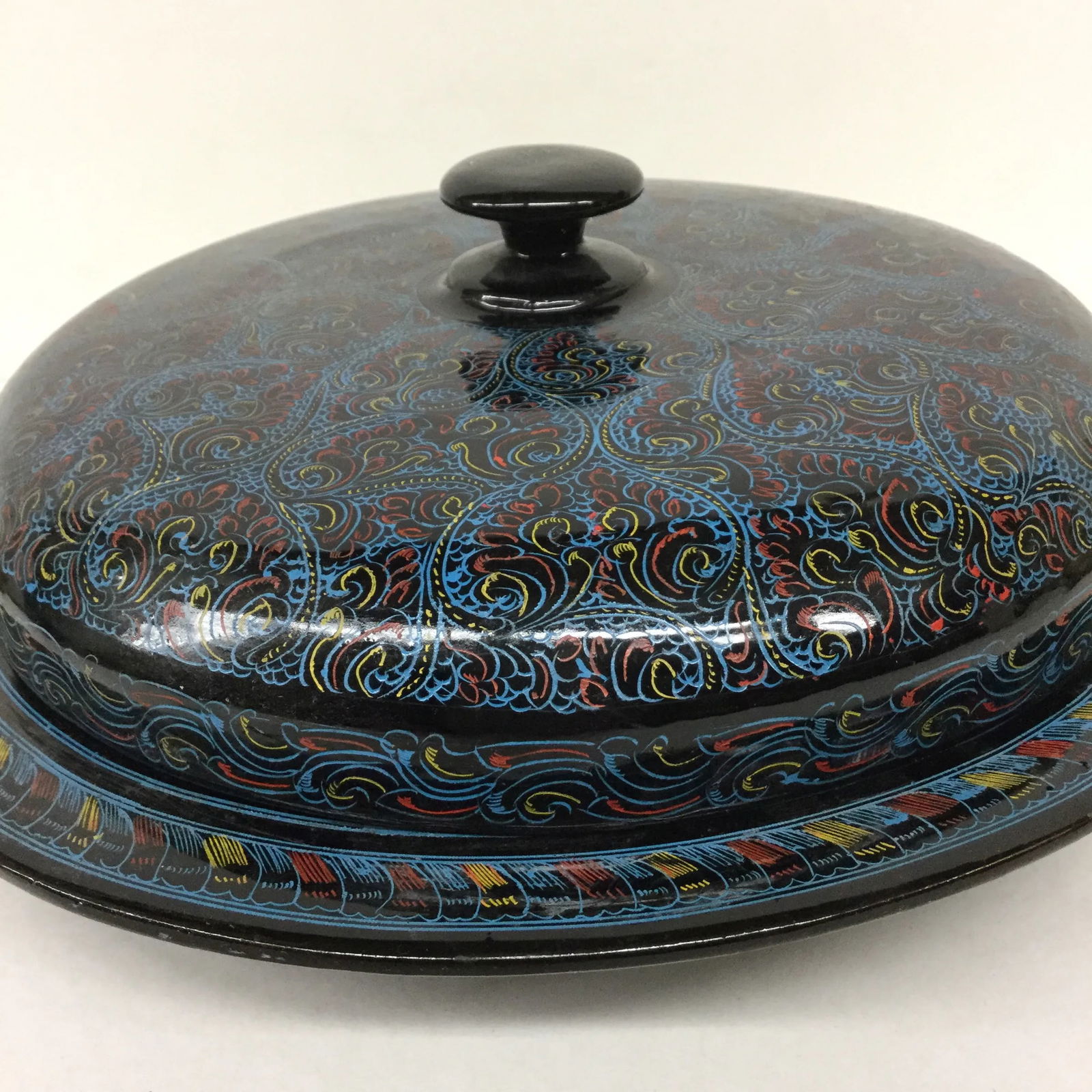 Vintage Kashmir Lacquer Divided Candy Dish - 11