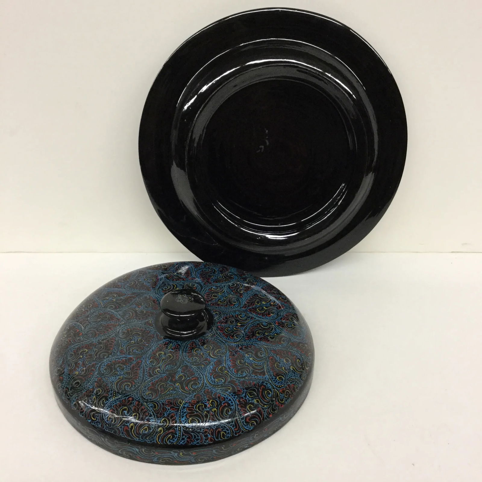 Vintage Kashmir Lacquer Divided Candy Dish - 8