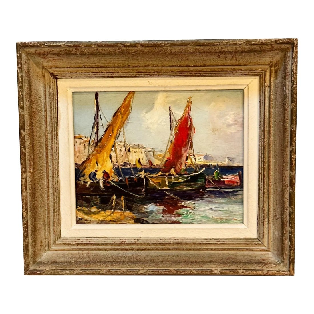 19th Century French Ships Painting on Board (1 of 7)