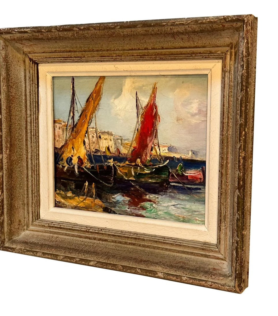 19th Century French Ships Painting on Board - 2