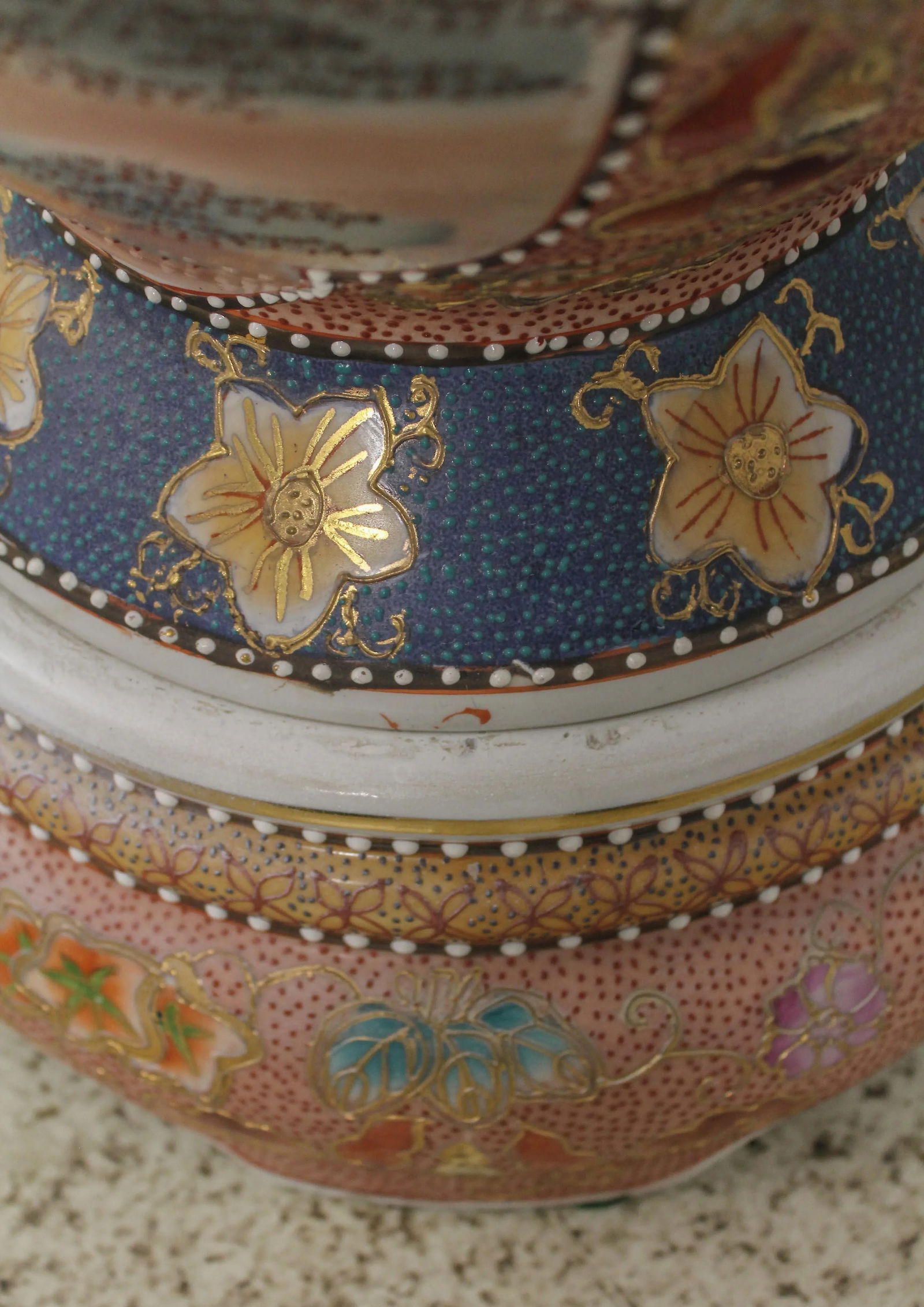 Vintage 2 Piece Chinese Decorative Urn Vase on Stand - 11