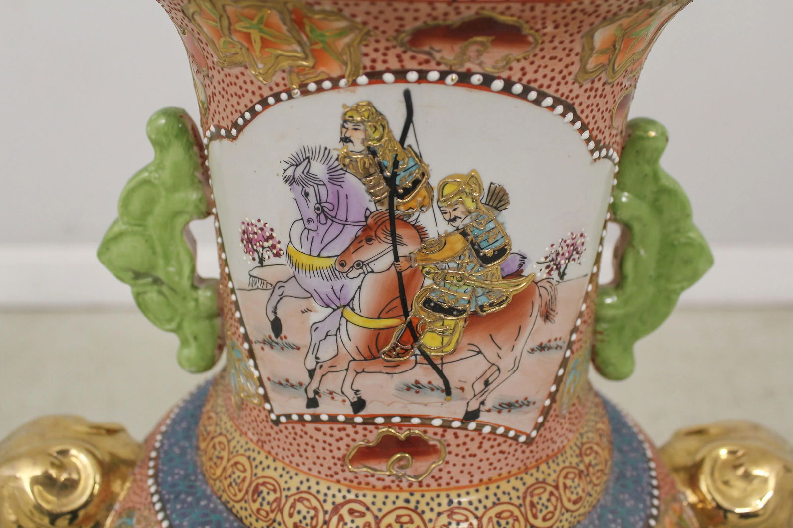 Vintage 2 Piece Chinese Decorative Urn Vase on Stand - 12