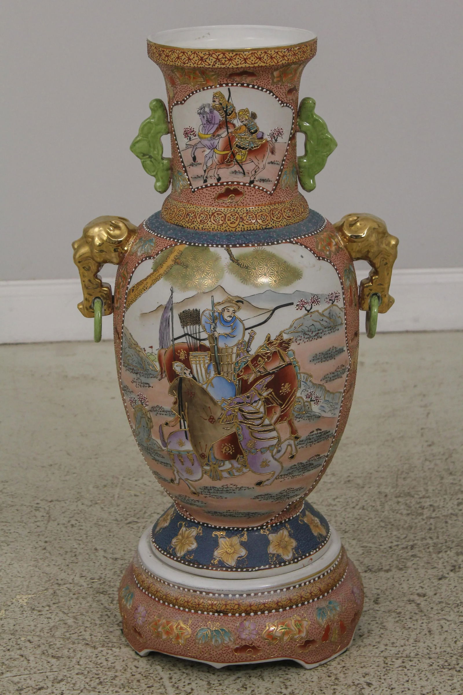 Vintage 2 Piece Chinese Decorative Urn Vase on Stand - 13