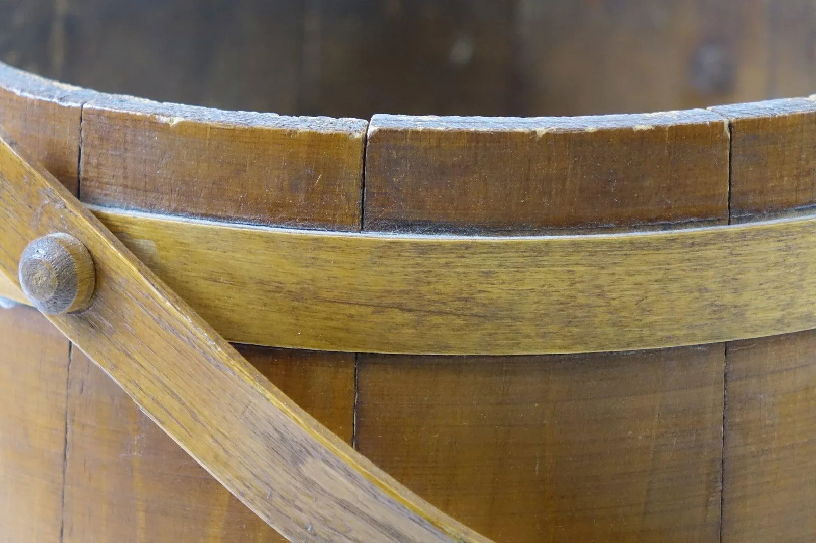 Vintage American Brass & Wood Bucket - 2