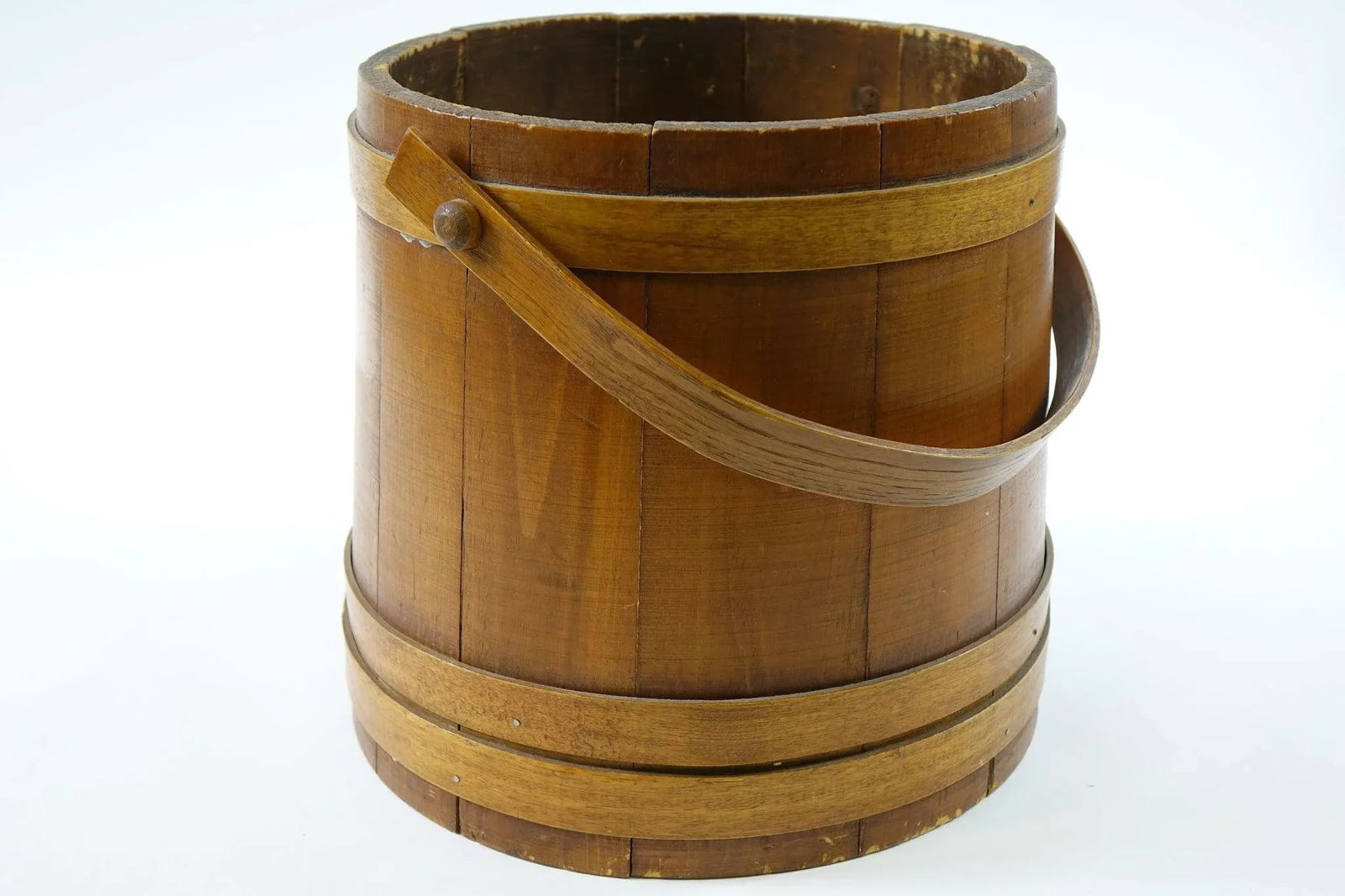 Vintage American Brass & Wood Bucket - 3