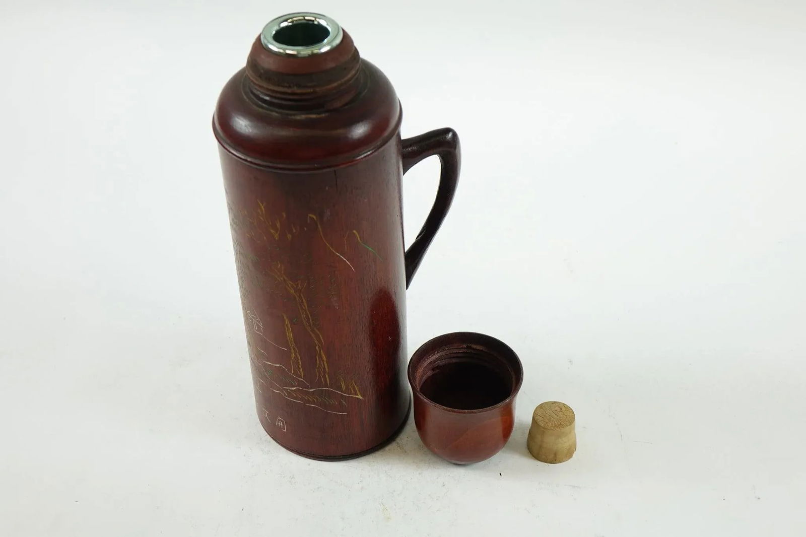 1920s Chinese Wood Flask - 4