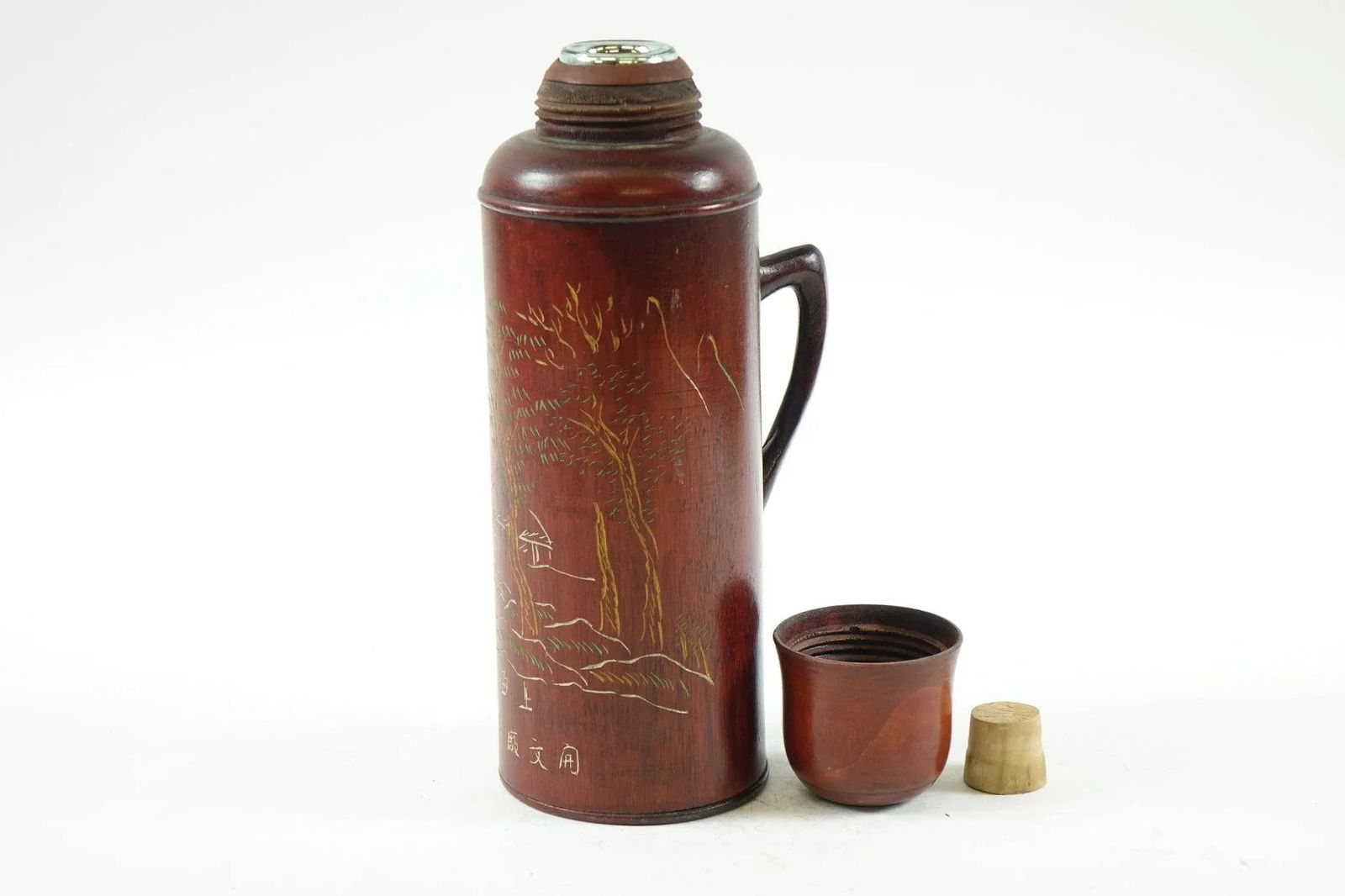 1920s Chinese Wood Flask - 5