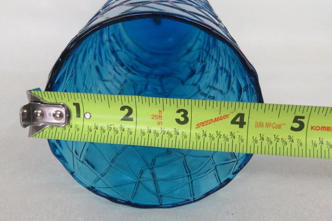 Ucagco Made in Italy Mid Century Tall Textured Blue Glass Vase 2926b - 8