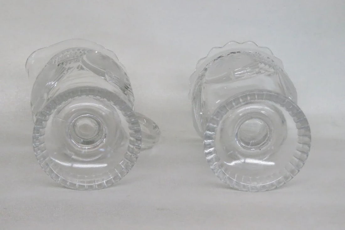 Eapg Glass Horn of Plenty Frosted Circle Footed Creamer and Sugar Bowl Set - 8